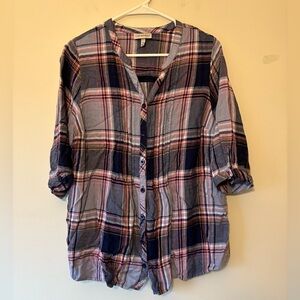 Catherines Multicolor Plaid Button Up Blouse, Size 0X Womens